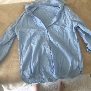 Blue button down work top